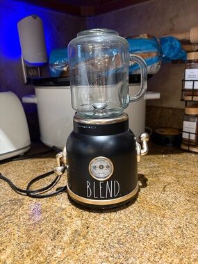 Rae Dunn Black and Gold 'BLEND' Countertop Blender with Glass Jar